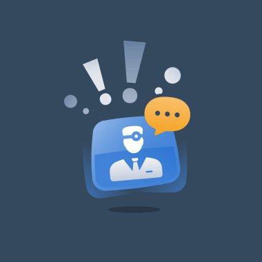 Tıbbi profesyonel destek ve rehberlik, Doktor sohbet, sağlık hizmeti uygulaması, hızlı yardım, acil bir telefon