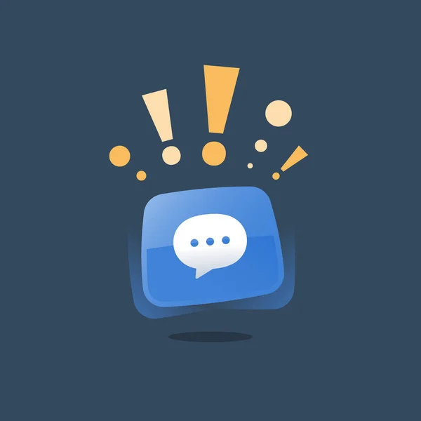 Tekstballon blauwe knop online live chat, SMS, mobiele communicatie toepassing, internetoproepen, raadpleging van de dienst — Stockvector