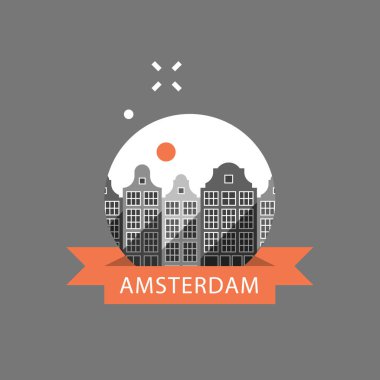 Avrupa'da, Holland seyahat hedef, Amsterdam sıra evler, cityscape, kentsel mimari, mahalle manzarası turizm