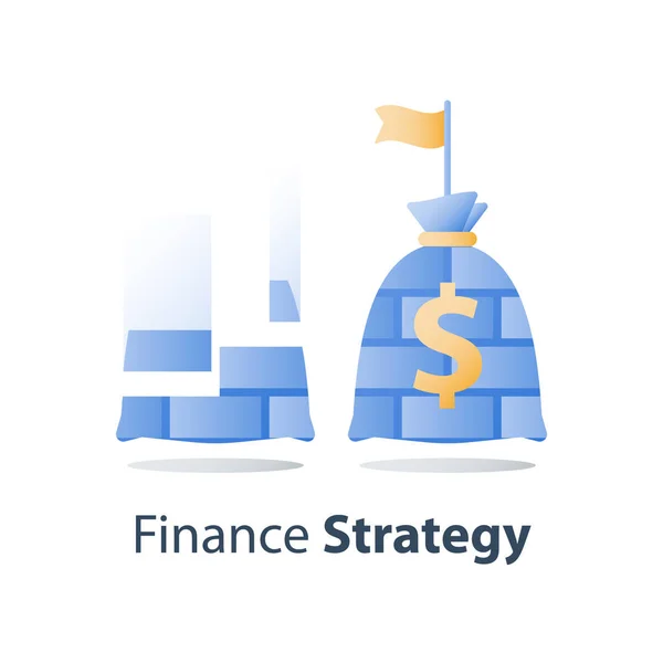 Sterke financiële structuur, consolidatie van Financiën, investeringsstrategie, asset allocatie, fondsenwerving, langetermijninvestering — Stockvector