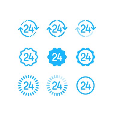 24 Saat Açık saat, servis dönemi, müşteri destek, satırı simgesi