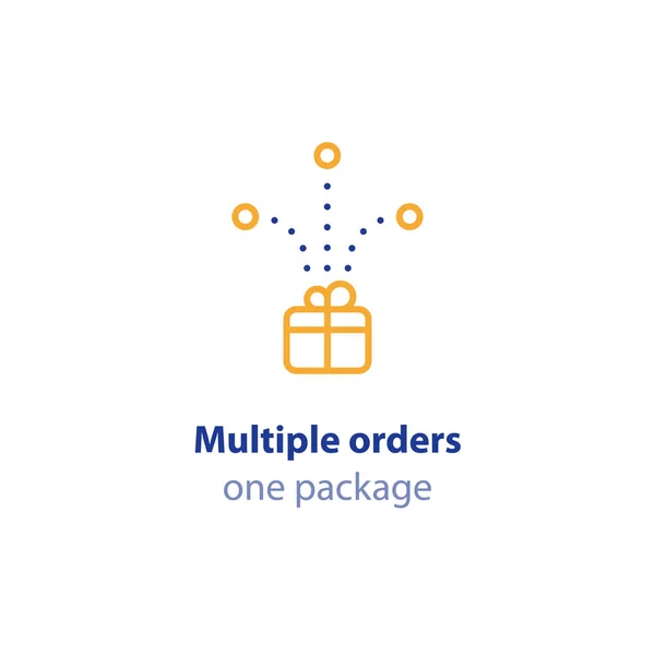 Serviços de transporte, ordens combinadas em um pacote, opções de entrega — Vetor de Stock