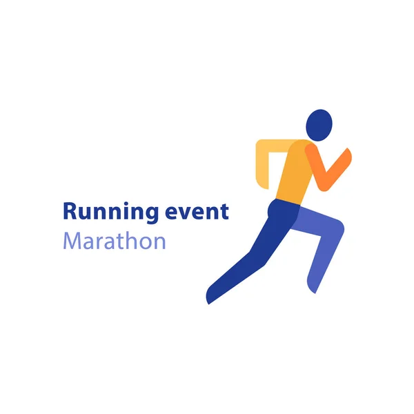 Marathon-evenement, uitvoeren van de activiteit, abstracte loper, triatlon, vector icon — Stockvector