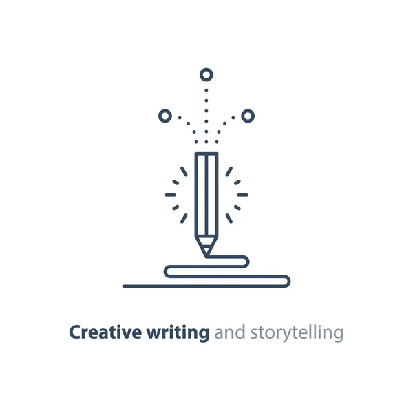 Scrittura di contenuti, narrazione creativa icona vettoriale — Vettoriale Stock