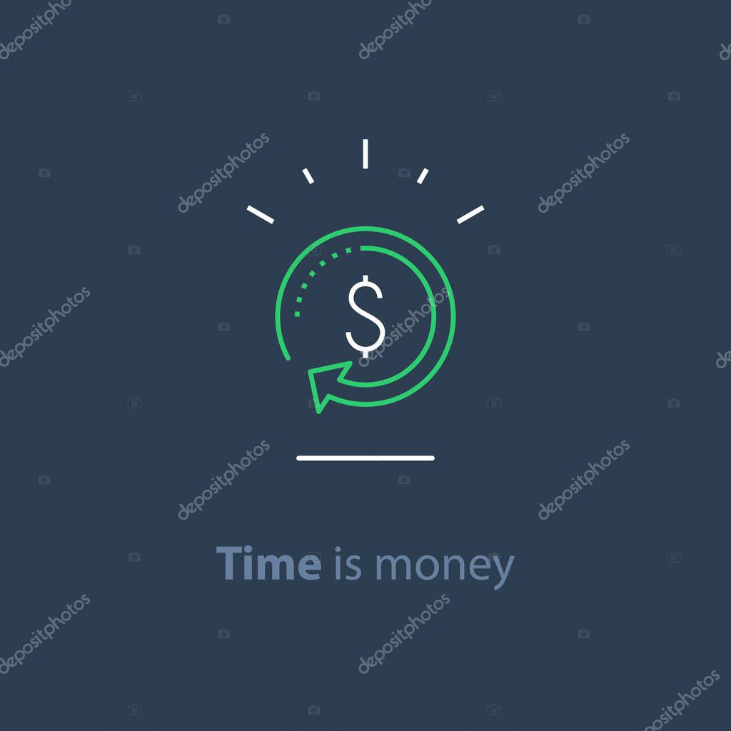 Currency exchange, cash back, quick loan, mortgage refinance, refund, insurance concept, fund management, business solution, finance service, return on investment, stock market, vector line icon