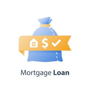 Ev için para, ipotek ödeme, nakit kredi, gayrimenkul yatırım, finansal kavram