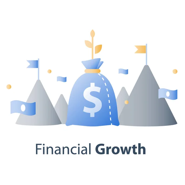 Fonds d'investissement, concept financier, nouvelle idée d'entreprise, argent de démarrage, gestion du capital — Image vectorielle