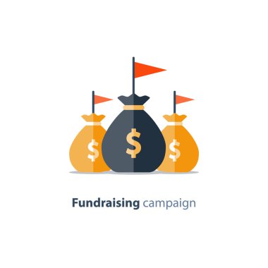 Fundraising campaign, crowdfunding concept, charity donation, vector illustration clipart