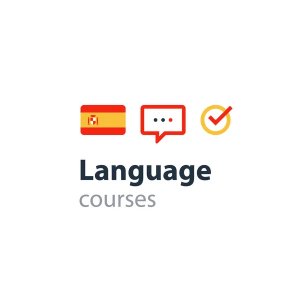 Espanhol como segunda língua. Fluente, cursos de línguas estrangeiras —  Vetores de Stock