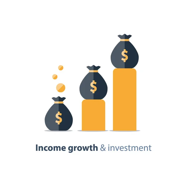 Budget fund planning, business growth, income graph, revenue chart, vector illustration — Stock Vector