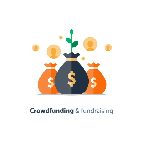 Campagne de collecte de fonds, concept de financement participatif, don de charité, illustration vectorielle — Image vectorielle