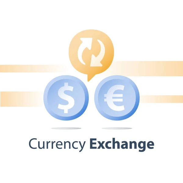美元和欧元硬币, 货币兑换, 金融概念 — 图库矢量图片