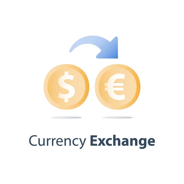 Dólar e moeda de euro, câmbio, conceito de finanças —  Vetores de Stock