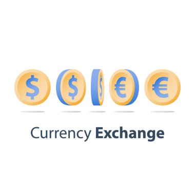 Dolar ve euro para, Döviz Alım Satım, mali kavramı, yan görünüm, sıra dönüm