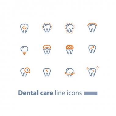 Stomatology Hizmetleri, diş bakımı, önleme çeki, diş implant ve taç, satır simgeler