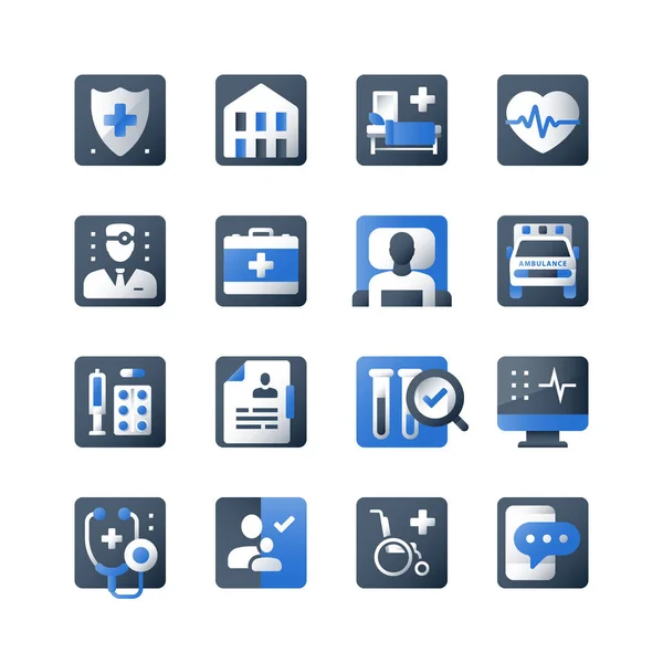 Healthcare concept collection, medical icon set, health check up and services — Stock Vector