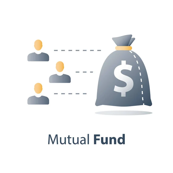 Capital de investimento, fundo mútuo, financiamento de multidões, plano orçamental, gestão da riqueza — Vetor de Stock