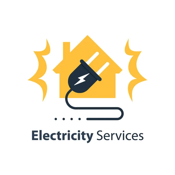 Serviços de reparação e manutenção de electricidade, casa e ficha com fio — Vetor de Stock