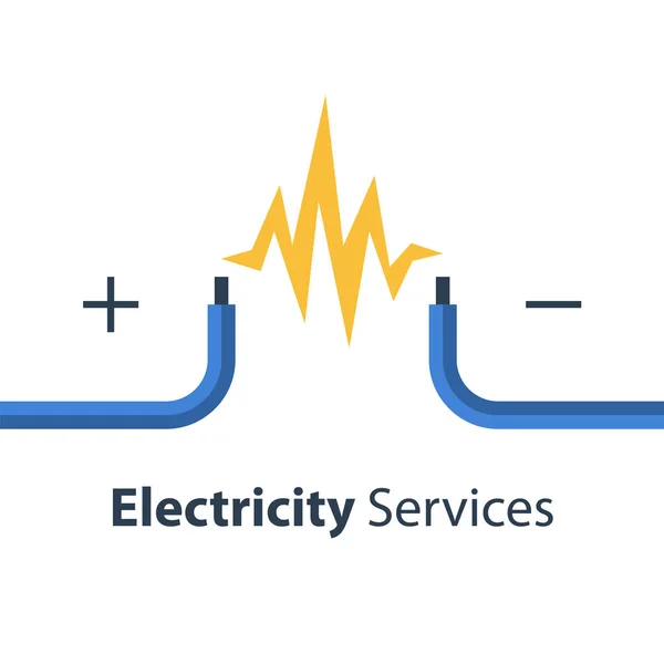 Electricity repair and maintenance, two bare wires — Stock Vector