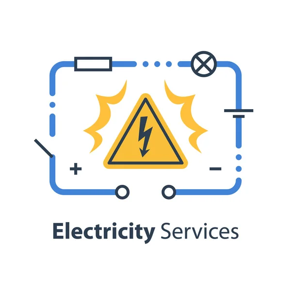 电力电路和高压标志，维修和维护 — 图库矢量图片