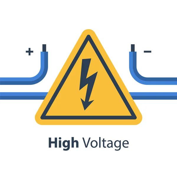 Elektromos vezetékek és nagyfeszültségű előjel, javítás és karbantartás — Stock Vector