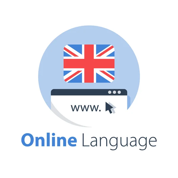 Aprendizagem de línguas online, cursos de línguas, educação à distância — Vetor de Stock