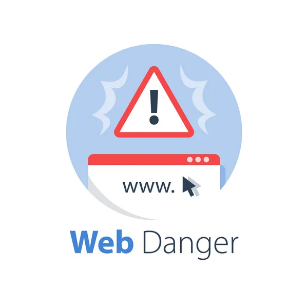 Предупреждение об опасности в Интернете, безопасность в Интернете, мошенничество сайт — стоковый вектор