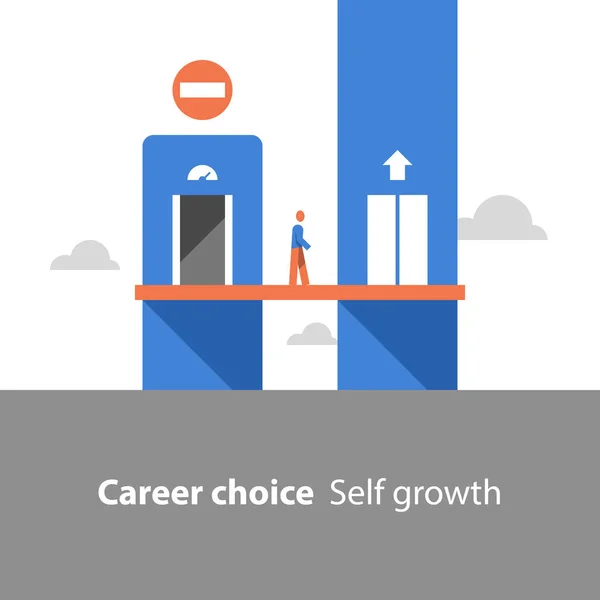 Zelfverbetering, persoonlijke groei, loopbaanlift, jobtraining, potentiële ontwikkeling — Stockvector