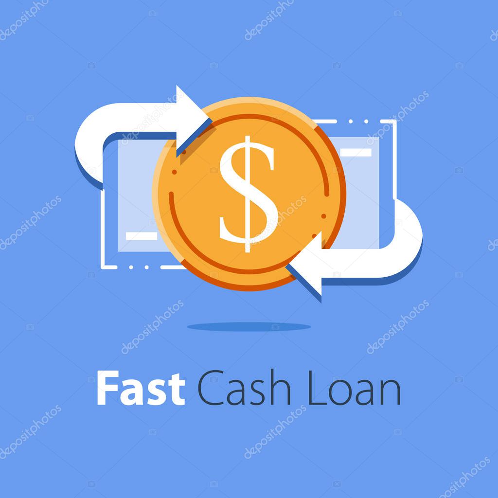 Financial services, cash back concept, money refund, return on investment, savings account, currency exchange, fast cash loan, easy credit, vector flat illustration