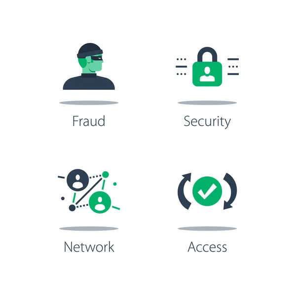 Système de sécurité réseau, sécurité en ligne, forte protection, vulnérabilité du serveur Web, solution logicielle, vol de données Vecteur En Vente