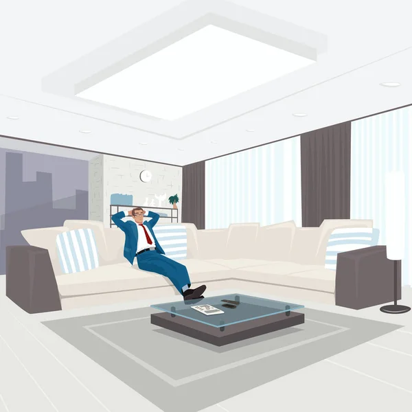 Podnikatel v obývacím pokoji — Stockový vektor