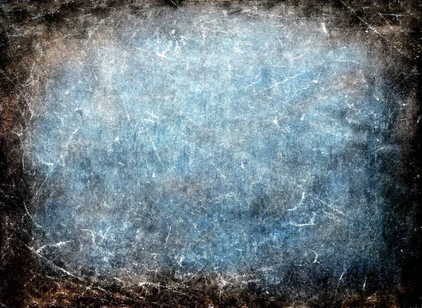抽象背景蓝色中间与被划伤的黑边界 — 图库照片