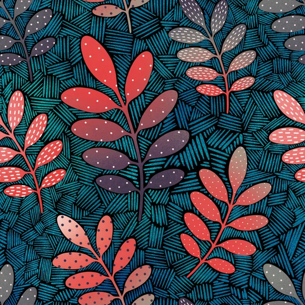 Seamless pattern with decorative leaves.