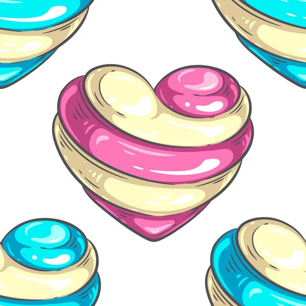 Coeur Forme Bonbons Vecteur Motif Sans Couture Coloré Pour Décors — Image vectorielle