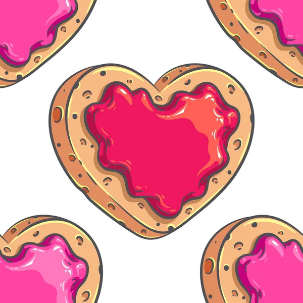 Coeur Forme Cookie Vecteur Motif Sans Couture Coloré Pour Décors — Image vectorielle