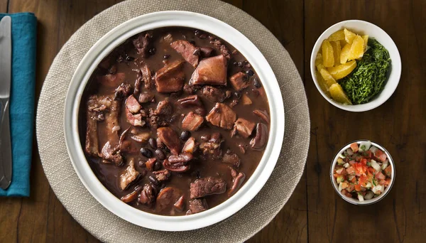 Comida Feijoada Brasileira Vista Superior — Fotografia de Stock