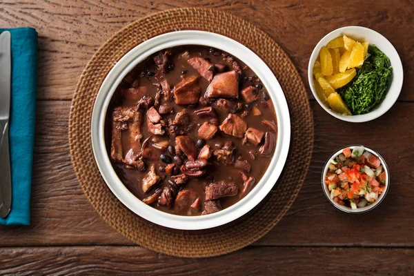 Comida Feijoada Brasileira Vista Superior — Fotografia de Stock