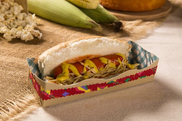 Brazilian Hot Dog, Black Background Stock Image - Image of brasil