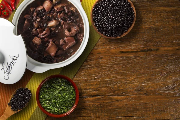 Brasilianisches Feijoada Essen Ansicht Von Oben — Stockfoto