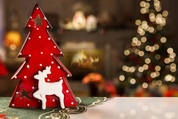 Jul Röd Träd Dekoration Christmas Suddiga — Stockfoto
