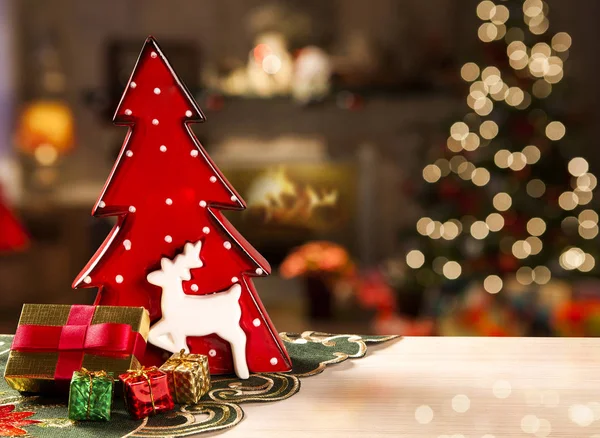 Decoración Del Árbol Rojo Navidad Navidad Borrosa — Foto de Stock