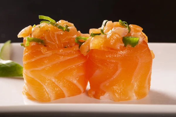 Salmon Sushi Rolls Gourmet Food — Stock Photo, Image