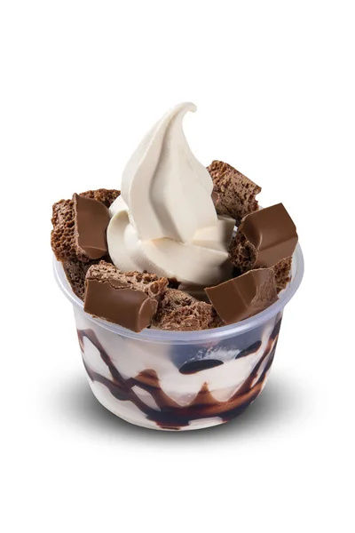 Παγωτό Κομμάτι Σοκολάτας Λευκό Φόντο Επιδόρπια Και Γλυκά — Φωτογραφία Αρχείου
