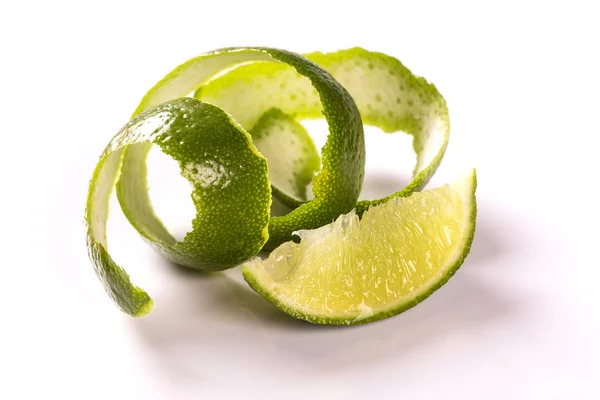Peel of lime isolated on white background — Stock Photo, Image