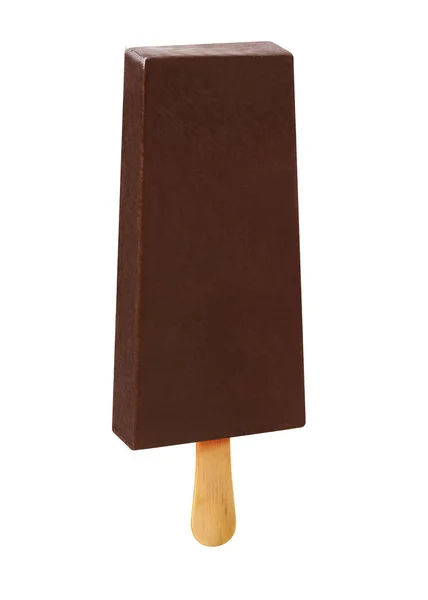 Stick ice cream chocolate flavor isolated on wood background. Mexican Pallets