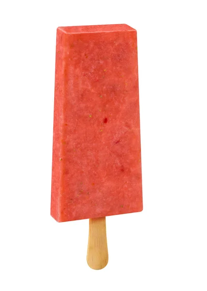 Stick ice cream strawberry flavor isolated on wood background. Mexican Pallets — Stock Photo, Image