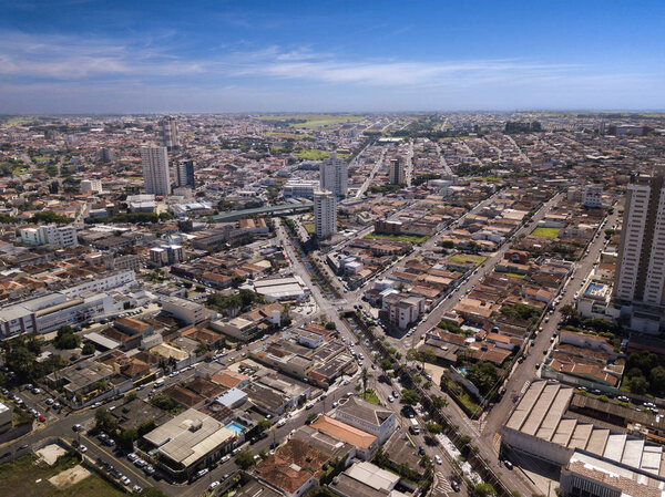 Вид с воздуха на город Франка, штат Сан-Паулу. Бразилия. Март, 2019
