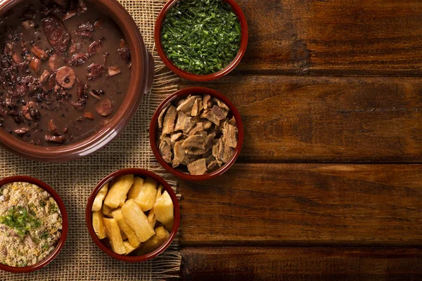 Comida Feijoada Brasileira. Vista superior — Fotografia de Stock