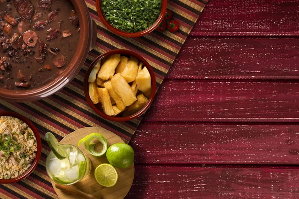 Comida Feijoada Brasileira. Vista superior — Fotografia de Stock