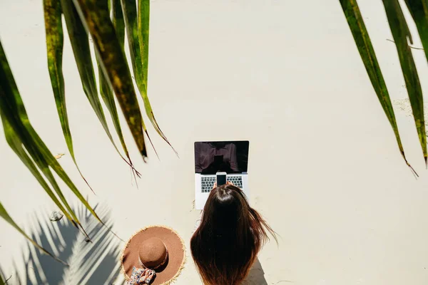 Woman freelancer work in tropics